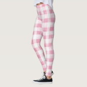 Pink White Plaid Stripes レギンス (左)
