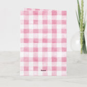 Pink White Plaid Stripes Birthday カード (裏面)