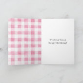 Pink White Plaid Stripes Birthday カード (内部)