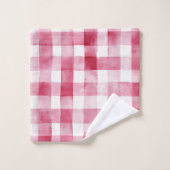 Pink White Plaid Stripes Birthday バスタオルセット (ウォッシュタオル)