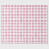 Pink White Plaid Stripes Birthday ラッピングペーパー (フラット)