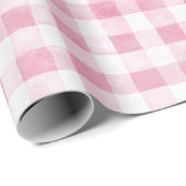 Pink White Plaid Stripes Birthday ラッピングペーパー (ロールコーナー)