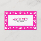 Pink & White Polka Dots Paw Prints Business Card 名刺 (正面)