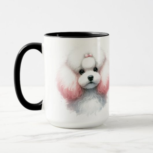 Pink White Poodle Christmas Coffee Mug マグカップ (左)