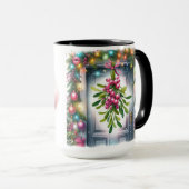 Pink White Poodle Christmas Coffee Mug マグカップ (正面右)