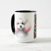 Pink White Poodle Christmas Coffee Mug マグカップ (正面左)