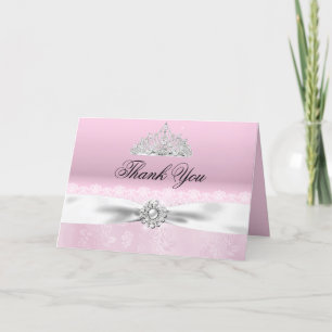 Pink & White Princess Tiara Thank You Card サンキューカード