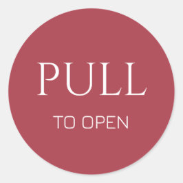 Pink White Pull to Open Door Sign ラウンドシール