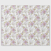 Pink White Purple Watercolor Wildflower ラッピングペーパー (フラット)