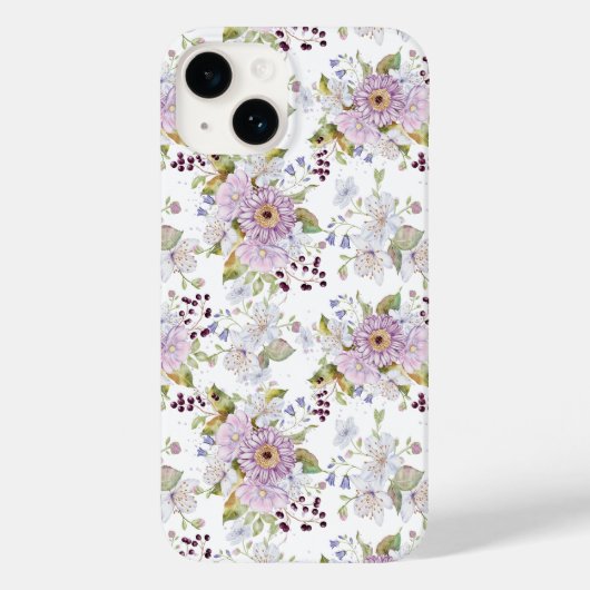 Pink White Purple Watercolor Wildflower Case-Mate iPhoneケース (裏面)