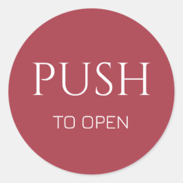 Pink White Push to Open Door Sign ラウンドシール