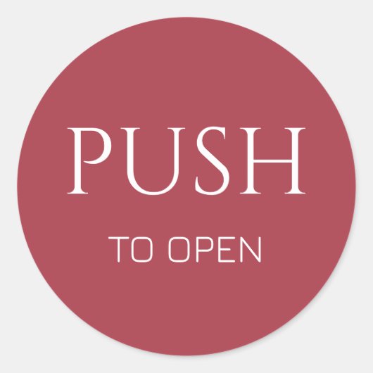 Pink White Push to Open Door Sign ラウンドシール (正面)