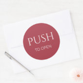 Pink White Push to Open Door Sign ラウンドシール (封筒)