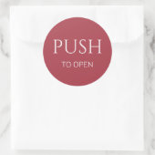Pink White Push to Open Door Sign ラウンドシール (バッグ)