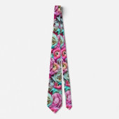 Pink & White Rose & Peony Flowers  ネクタイ (正面)