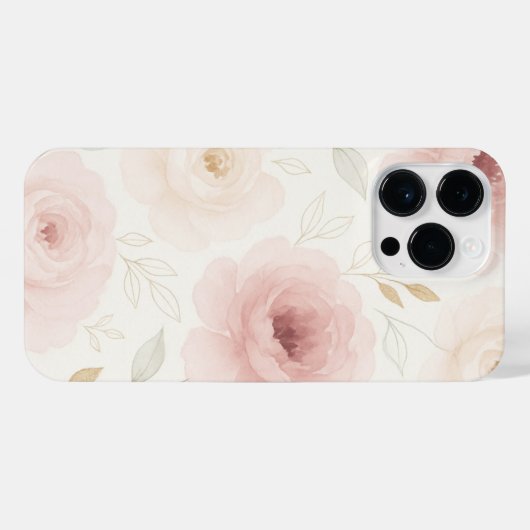Pink & White Rose Phone Case – Floral Protective  iPhoneケース (裏面横)
