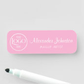 Pink & White Script Makeup Personalize 名札 (インサイチュ)