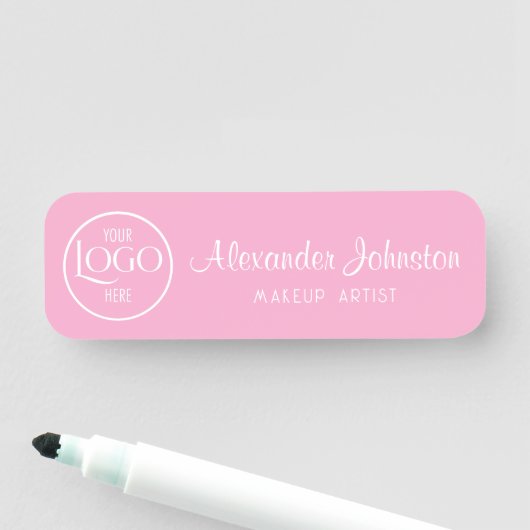 Pink & White Script Makeup Personalize 名札 (インサイチュ)