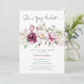 Pink White She's Tying the Knot  Floral Bridal  招待状 (スタンド正面)