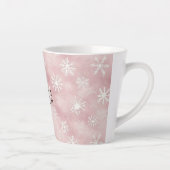 Pink White Snowflakes Christmas カフェラテマグ (右)