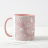 Pink White Snowflakes Christmas マグカップ (左)
