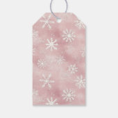Pink White Snowflakes Christmas Rectangle ギフトタグ (裏面)