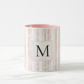 Pink White Snowflakes Stripes Monogram マグカップ (中央)