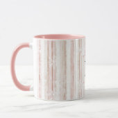 Pink White Snowflakes Stripes Monogram マグカップ (左)