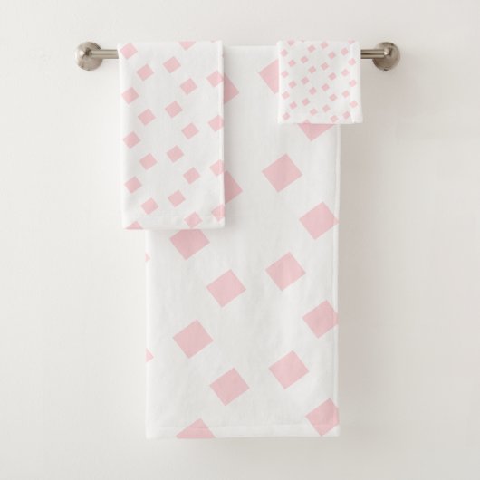 Pink & White Square Bathroom Towel Sets バスタオルセット (インサイチュ)
