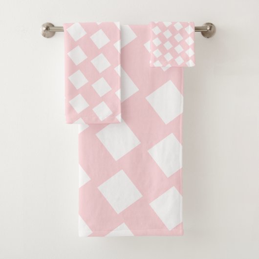 Pink & White Square Bathroom Towel Sets バスタオルセット (インサイチュ)
