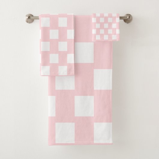 Pink & White Square Bathroom Towel Sets バスタオルセット (インサイチュ)