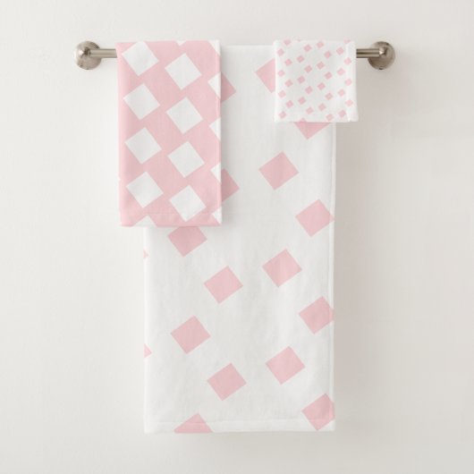 Pink & White Square Bathroom Towel Sets バスタオルセット (インサイチュ)
