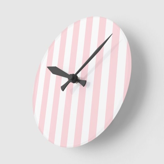 Pink & White Stripe Clock ラウンド壁時計 (傾斜)