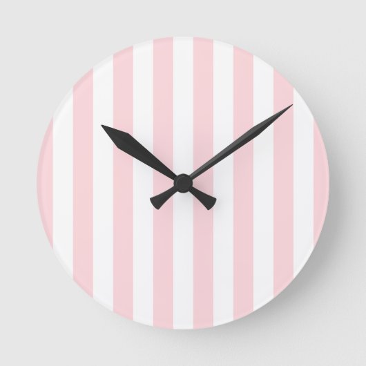 Pink & White Stripe Clock ラウンド壁時計 (正面)