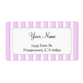 Pink White Stripes Custom Template Large Shipping ラベル (正面)