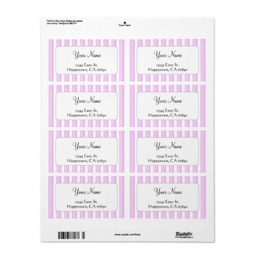 Pink White Stripes Custom Template Large Shipping ラベル (フルシート)