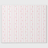 Pink White Stripes + Hearts Wrapping Paper ラッピングペーパー (フラット)