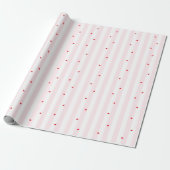 Pink White Stripes + Hearts Wrapping Paper ラッピングペーパー (アンロールド)