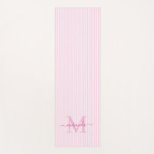 Pink & White Stripes Monogram Name ヨガマット (正面)