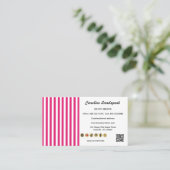 Pink White Stripes, QR Code & Social Media Icon 名刺 (スタンド正面)