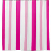 Pink White Summer Stripes シャワーカーテン (正面)