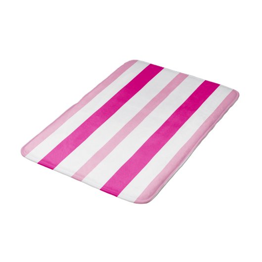 Pink White Summer Stripes バスマット (アングル)