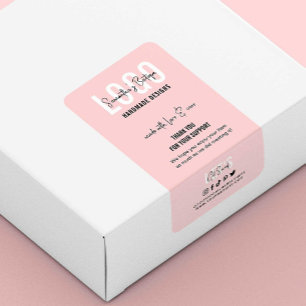 Pink & White Thanks for Purchase Logo Packaging ラベル
