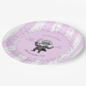 Pink White Vertical Stripe Freud Cartoon Center ペーパープレート (アングル)