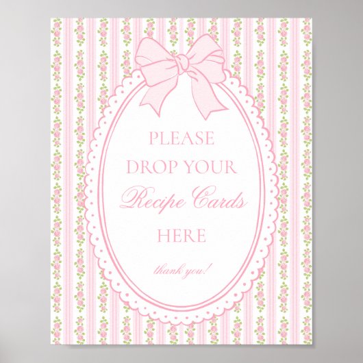 Pink & White Vintage Fancy Floral Share a Recipe ポスター (正面)