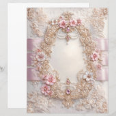 Pink White Vintage Junk Journal Scrapbook Paper (正面/裏面)