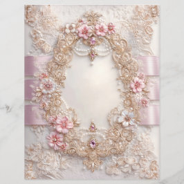 Pink White Vintage Junk Journal Scrapbook Paper