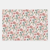 Pink White Watercolor Striped Polka Dots ラッピングペーパーシート (正面)