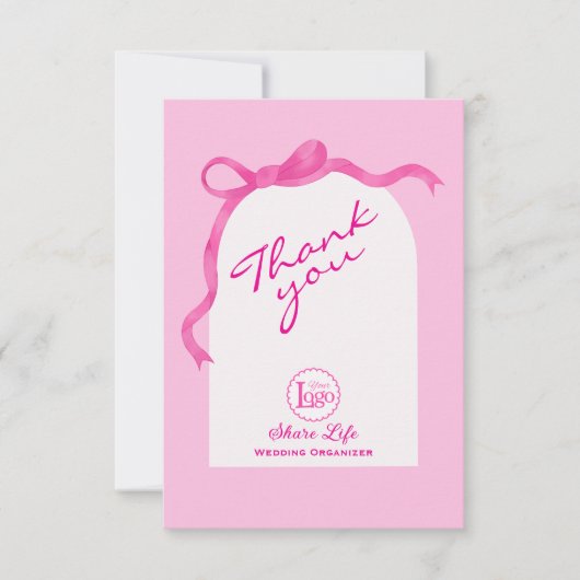 Pink White Wedding Organizer Business Thank you (正面)