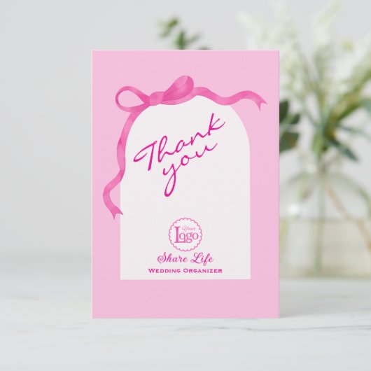 Pink White Wedding Organizer Business Thank you (スタンド正面)